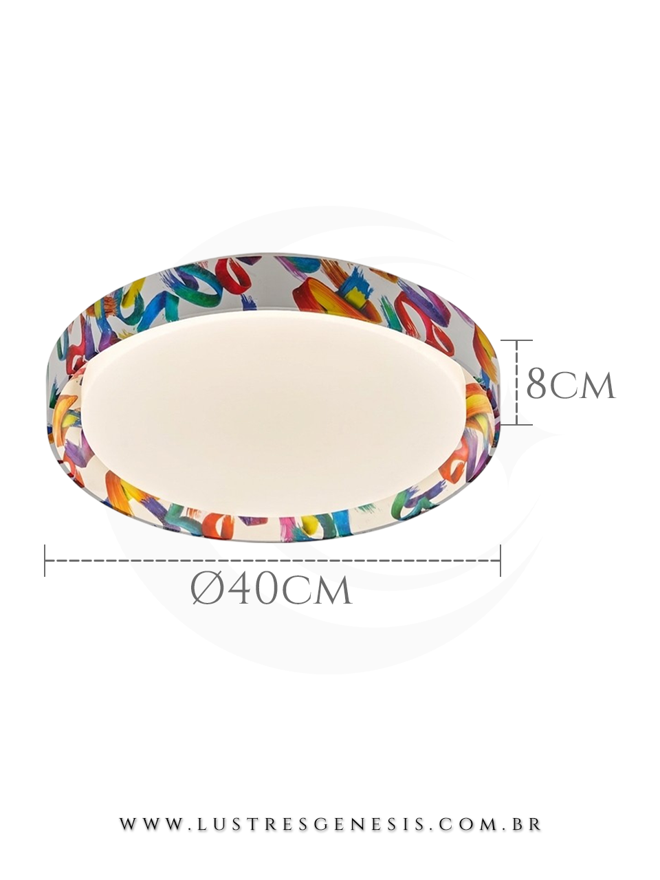 Luminaria Plafon LED Sindora Colorido Aquarela 40cm Lustre para Quarto Infantil, Sala de Estar, Quarto de Casal e Corredor